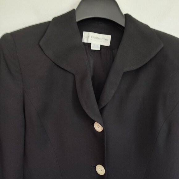 Ladies SZ 4P Vintage Liz Claiborne Collection Black Jacket - Picture 2 of 4